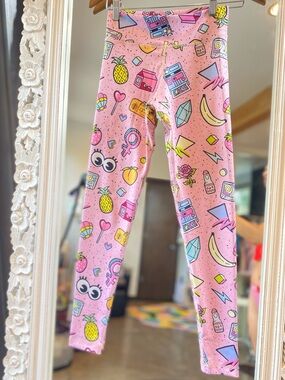 Pink Graphic Print Leggings for Women -fun Pattern